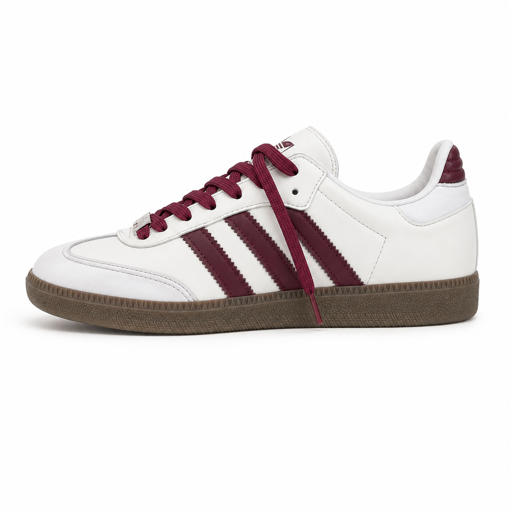 Tênis Adidas Samba OG Linha Prime – Off White/Bordô