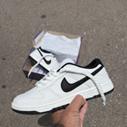 Tenis Dunk branco preto corda