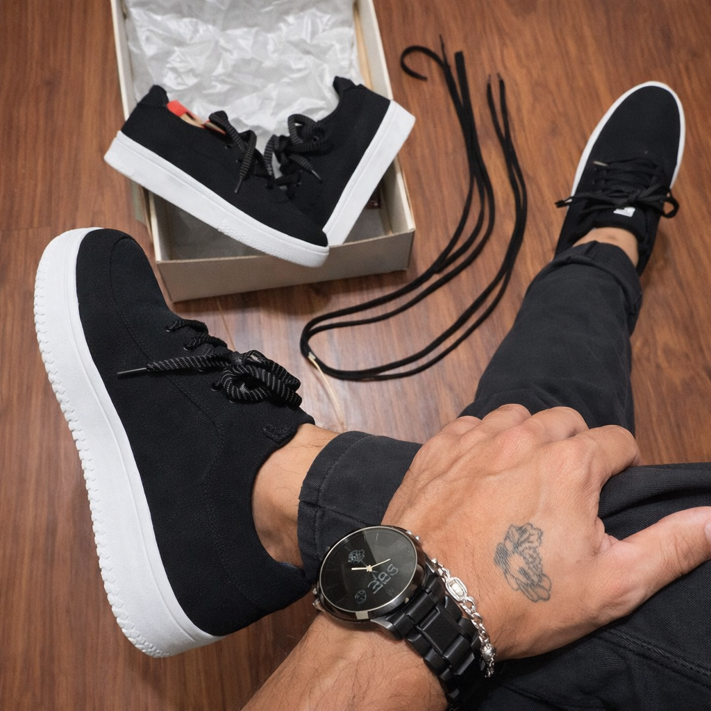 Tenis air force 1 -Preto Nobuck corda