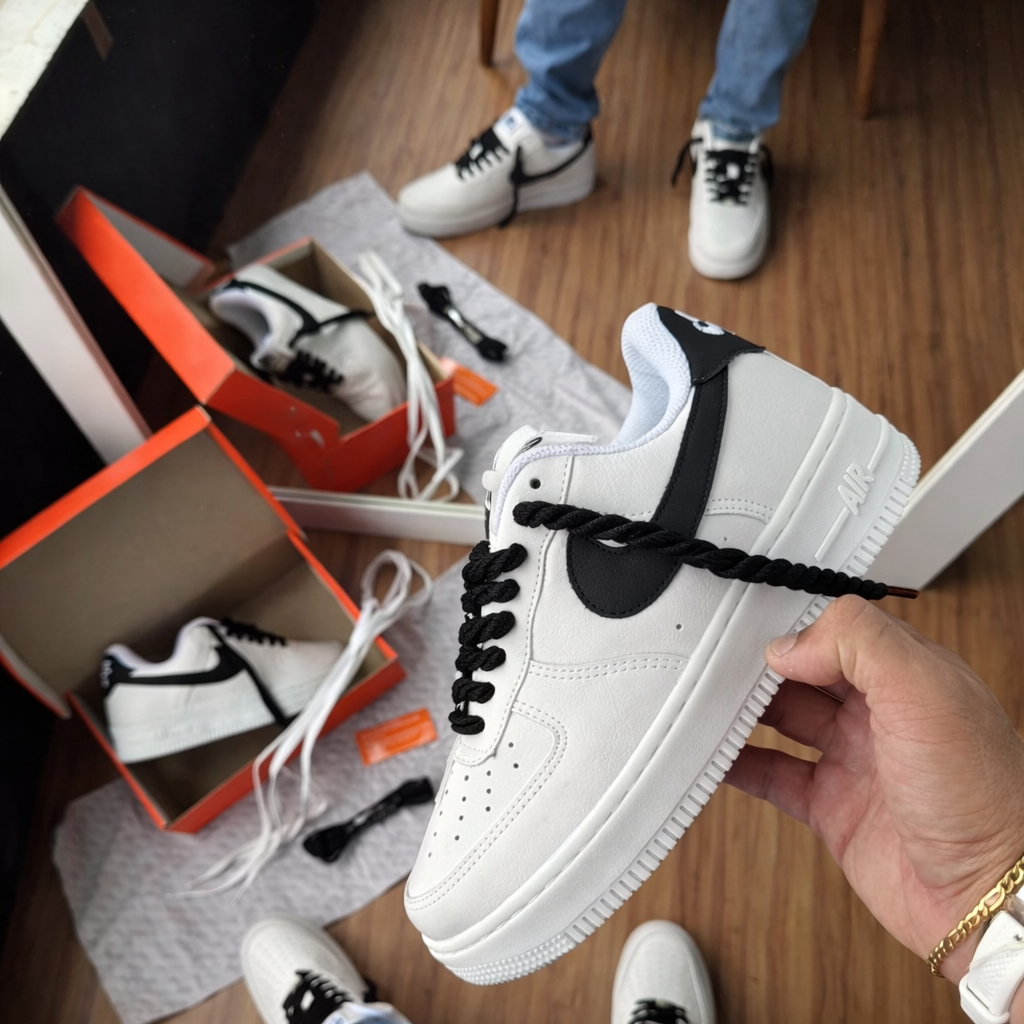 Tênis Air force- white Black corda luxo
