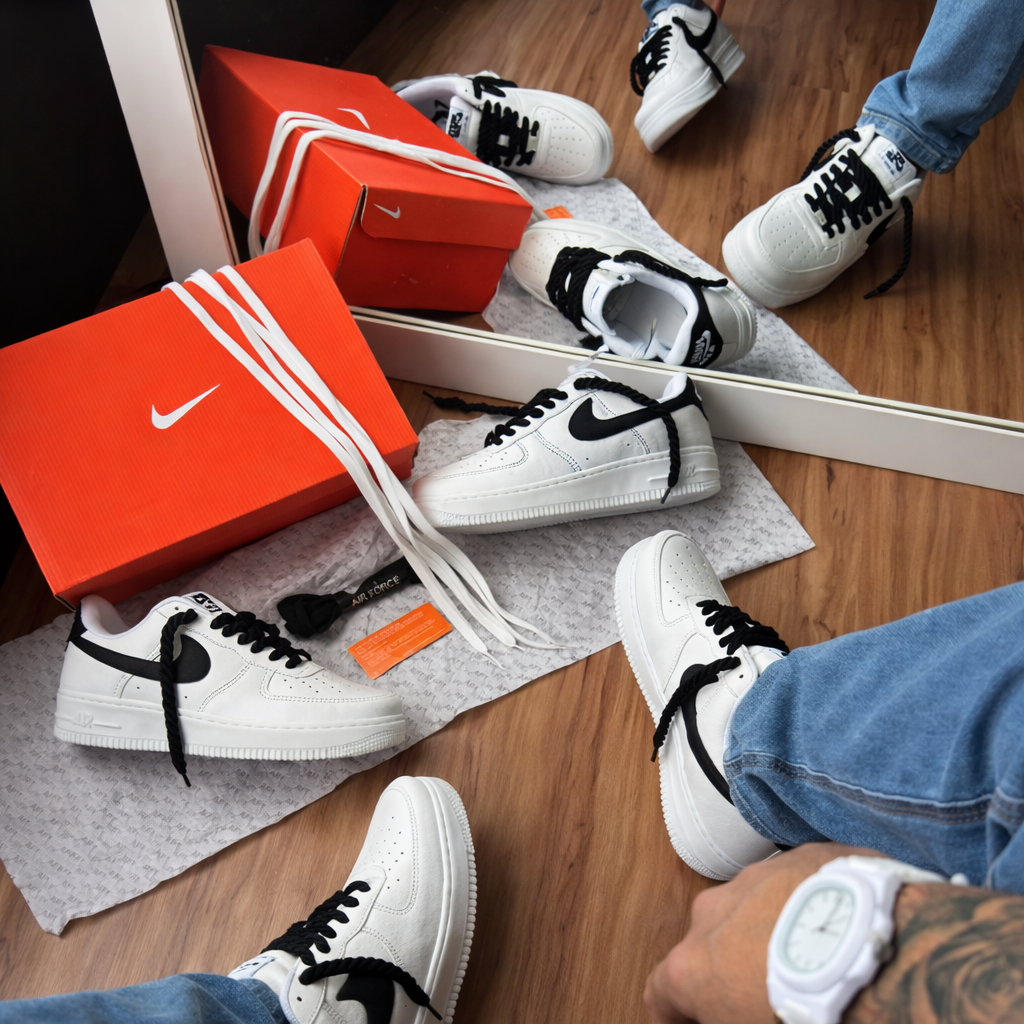 Tênis Air force- white Black corda luxo