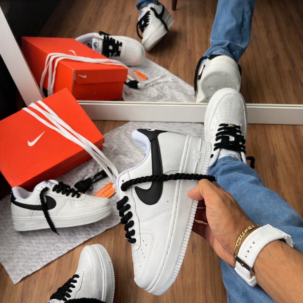 Tênis Air force- white Black corda luxo