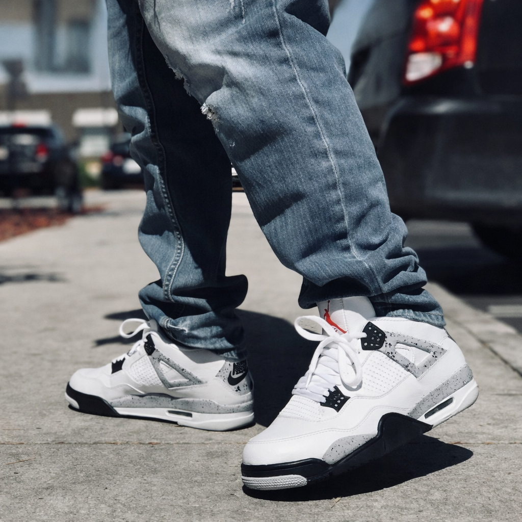 Tênis Air Jordan Retro 4 - Branco/Cimento