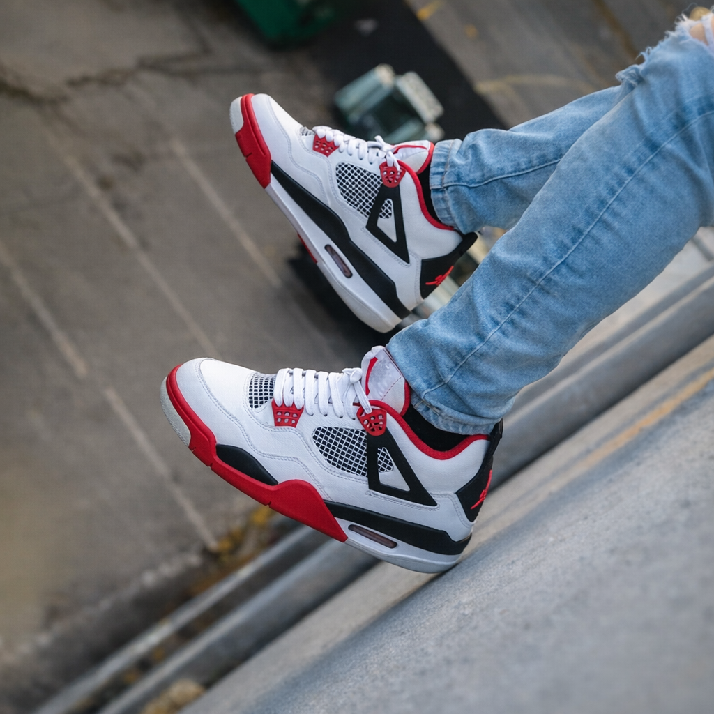 Tênis Air Jordan Retro 4 - Branco/Vermelho