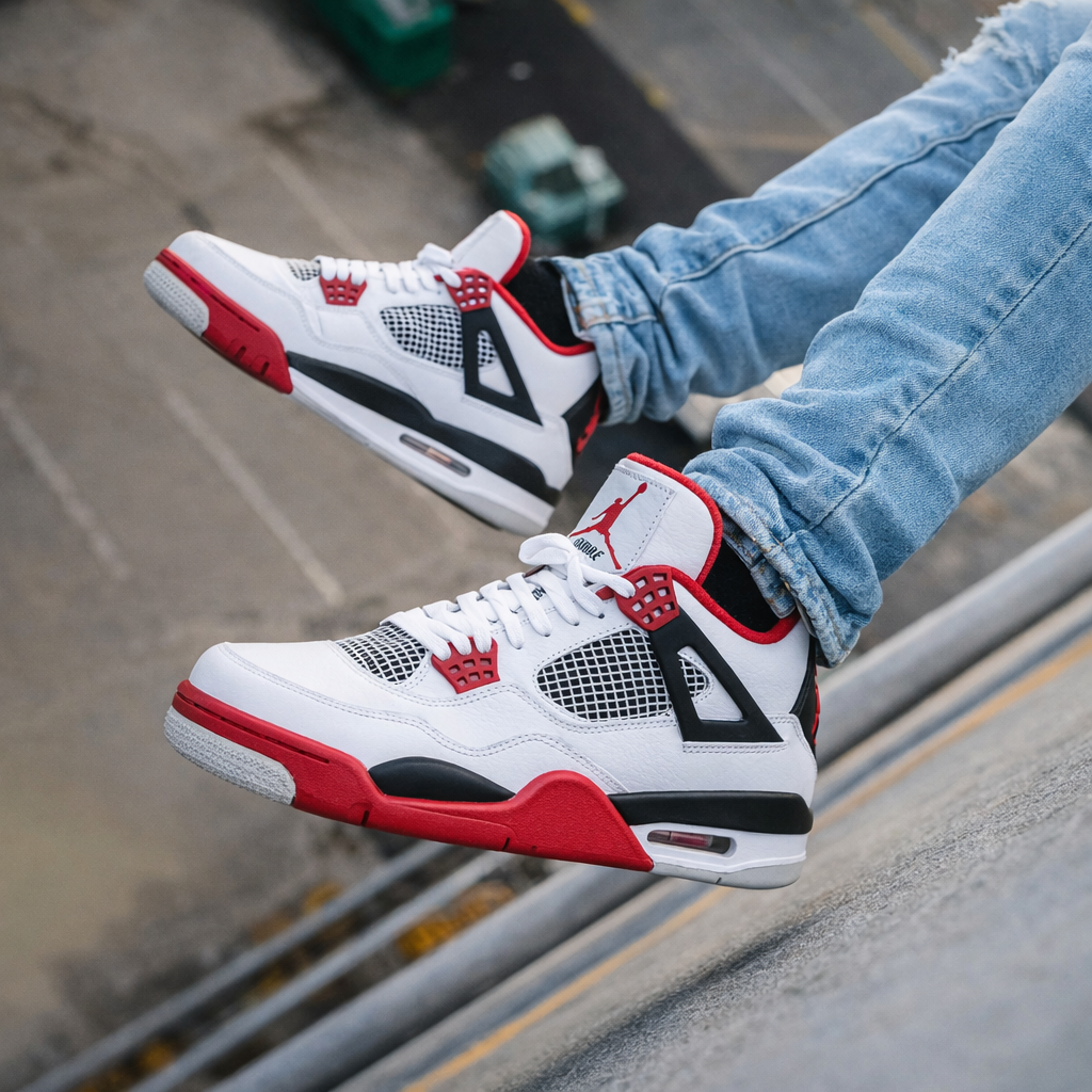 Tênis Air Jordan Retro 4 - Branco/Vermelho