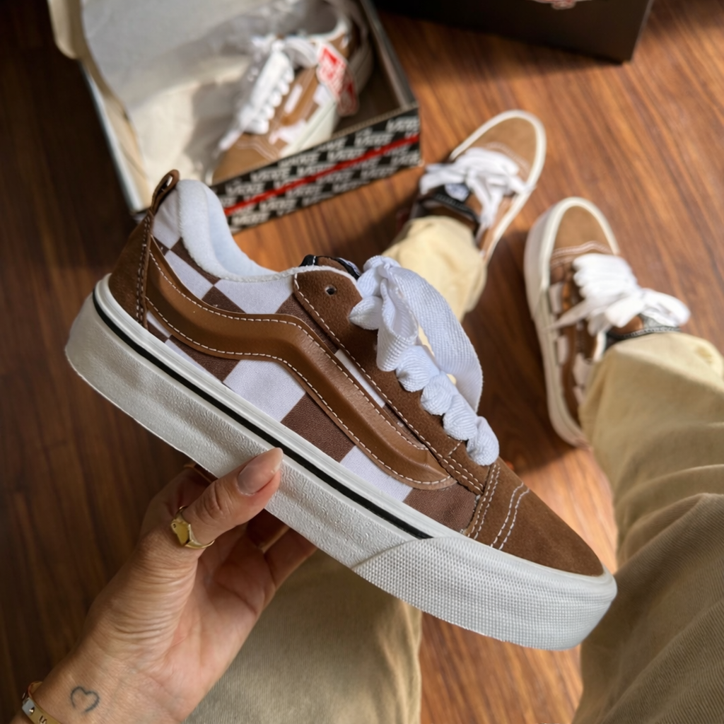 TÊNIS Vans KNU- caramelo xadrez