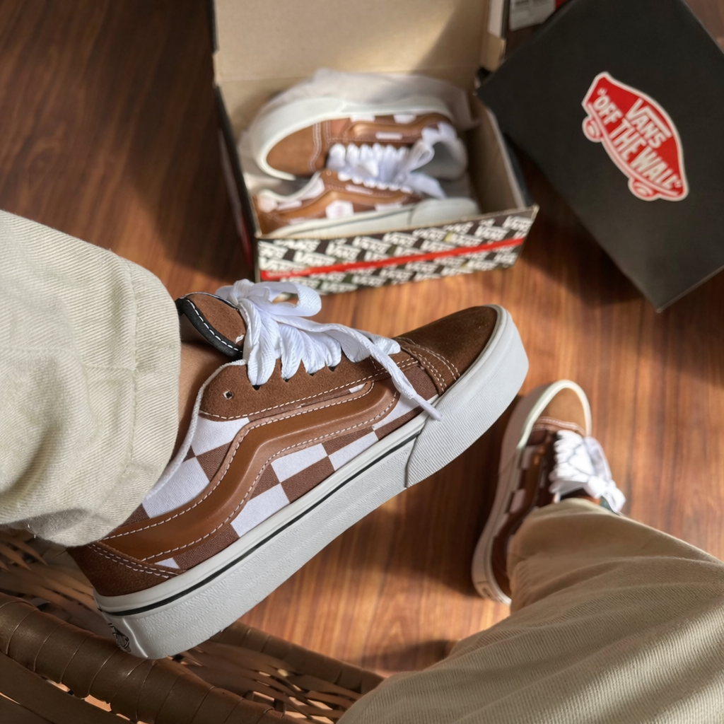 TÊNIS Vans KNU- caramelo xadrez