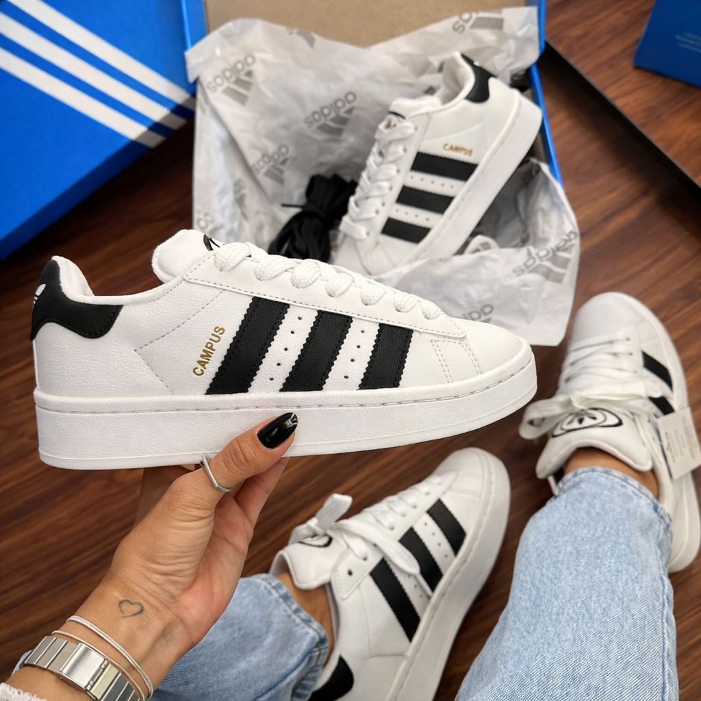 Tênis Adidas Campus - branco/preto