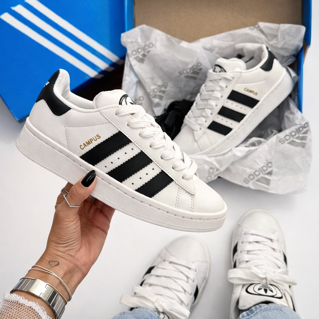 Tênis Adidas Campus - branco/preto