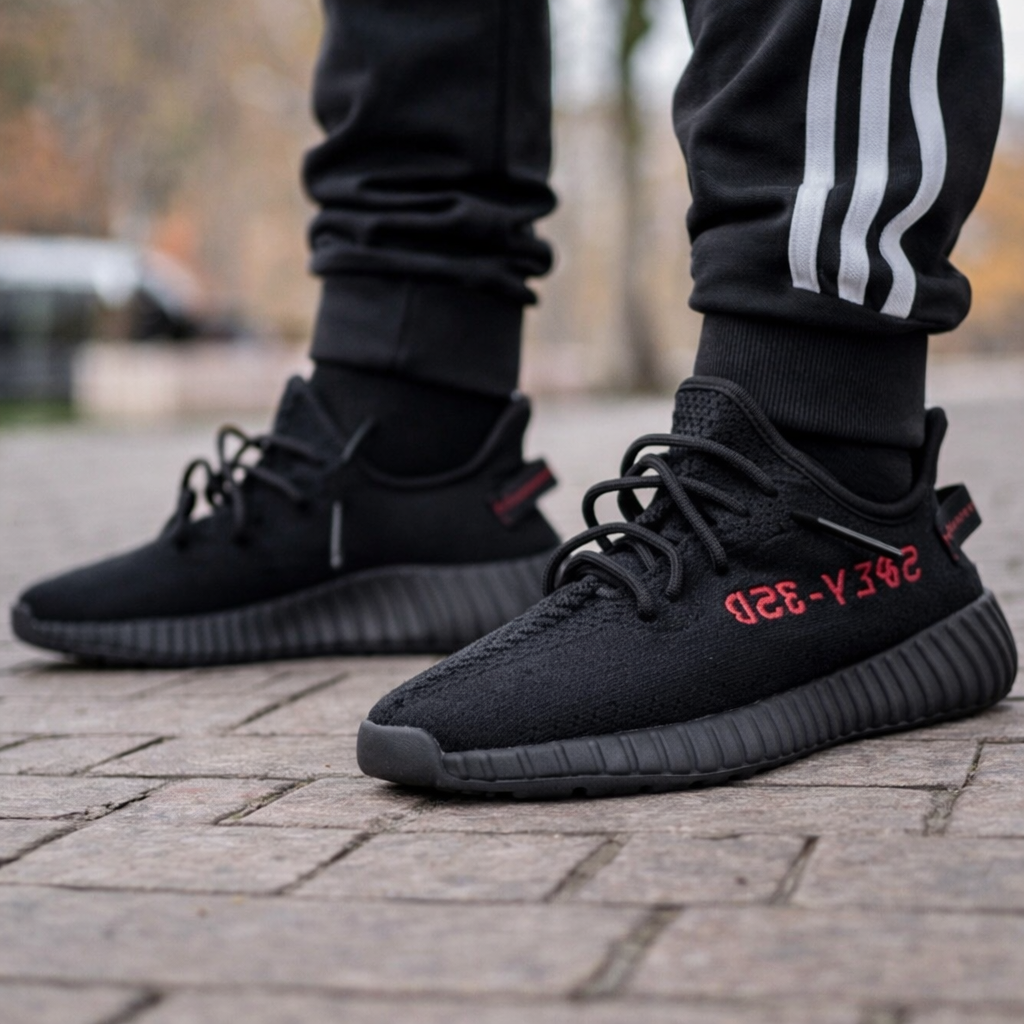 Tênis Yeezy Boost 350 - Preto Vermelho
