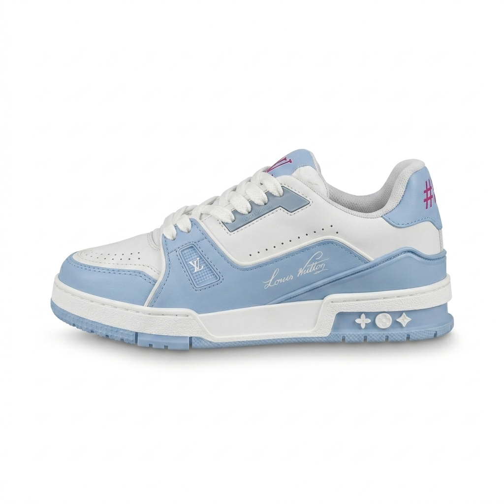 Tênis Louis Vuitton Trainer 54 Branco/Azul BB Premium