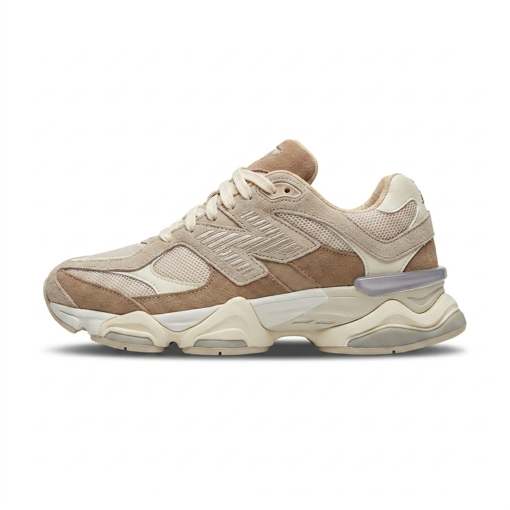 Tênis New Balance 9060 Couro Legítimo – Bege/Caramelo