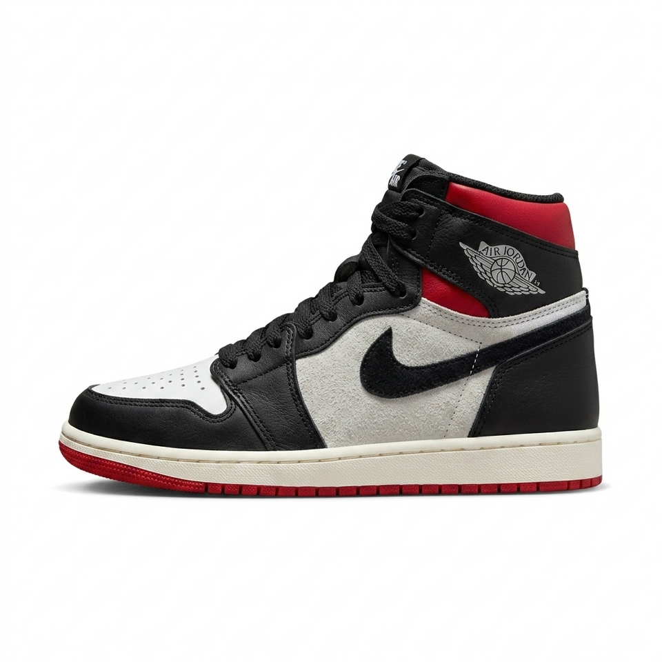 Tênis Nike Air Jordan High – Branco / Preto / Vermelho Premium