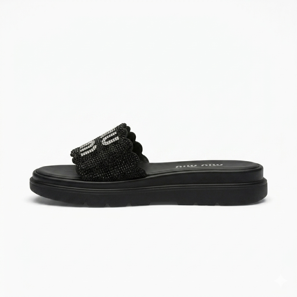 Papete Miu Miu Strass – Preto  Linha Luxo