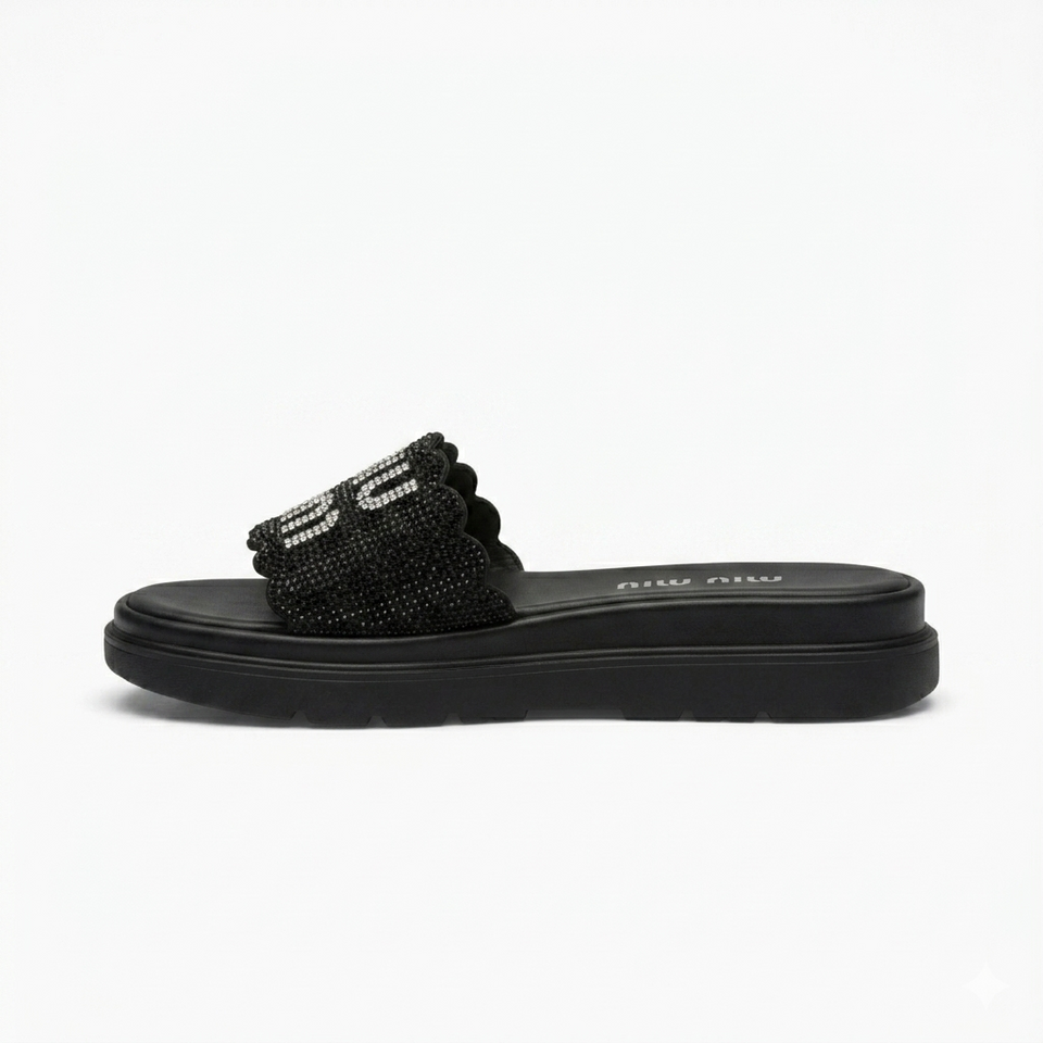Papete Miu Miu Strass – Preto  Linha Luxo