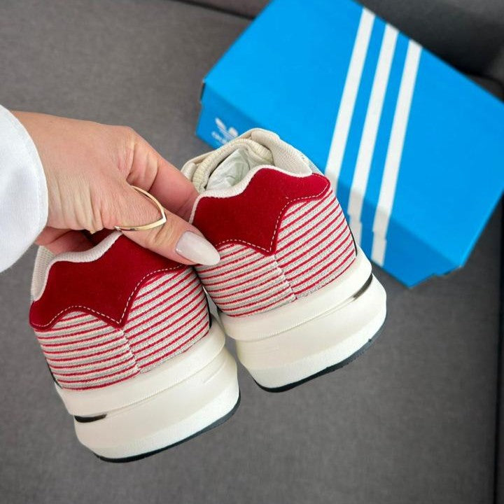 Tênis Adidas Sport Branco/Preto/Vermelho Primeira Linha