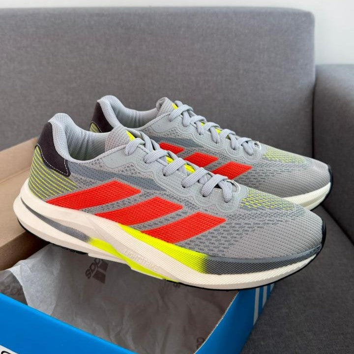 Tênis Adidas Sport Cinza/Laranja Neon Primeira Linha