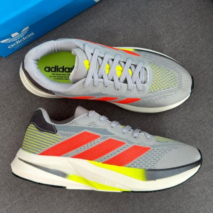 Tênis Adidas Sport Cinza/Laranja Neon Primeira Linha