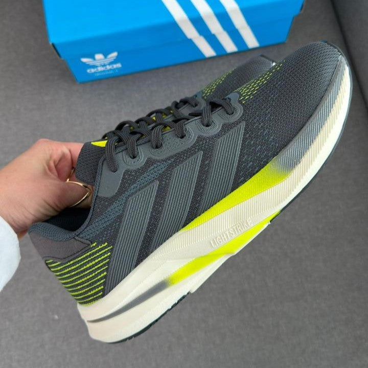 Tênis Adidas Sport Grafite/Amarelo Neon Primeira Linha