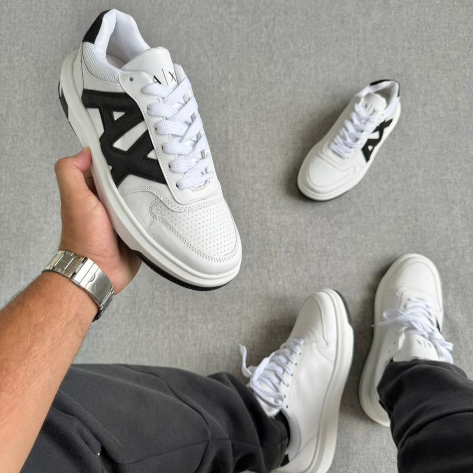 Tênis Armani Luxo – Branco/Preto