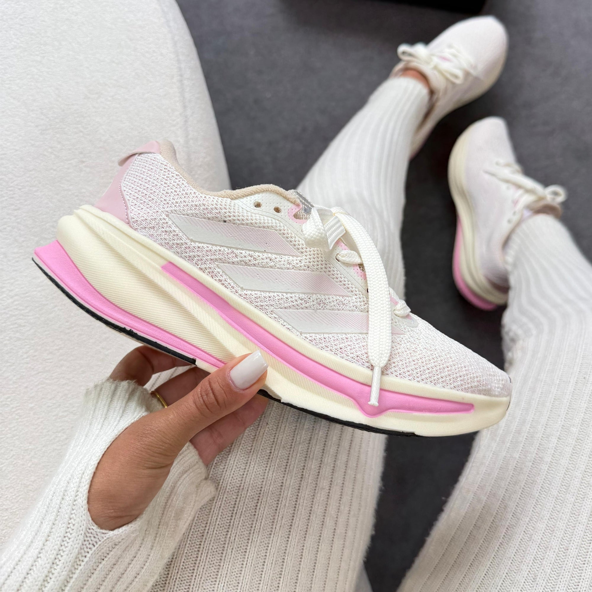 Adidas Supernova  Off White / Rosa Claro  Cabedal Tricot