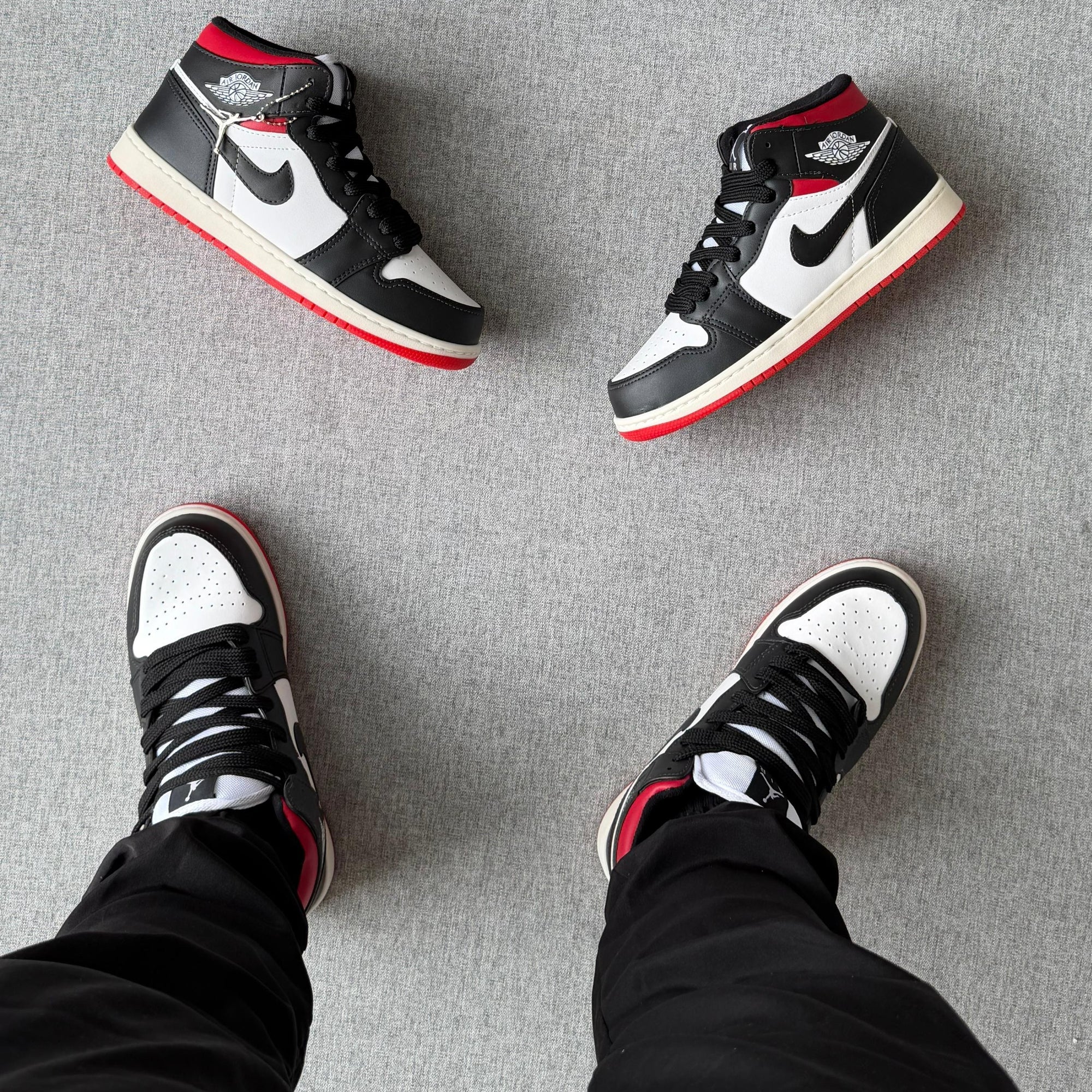 Tênis Nike Air Jordan High – Branco / Preto / Vermelho Premium