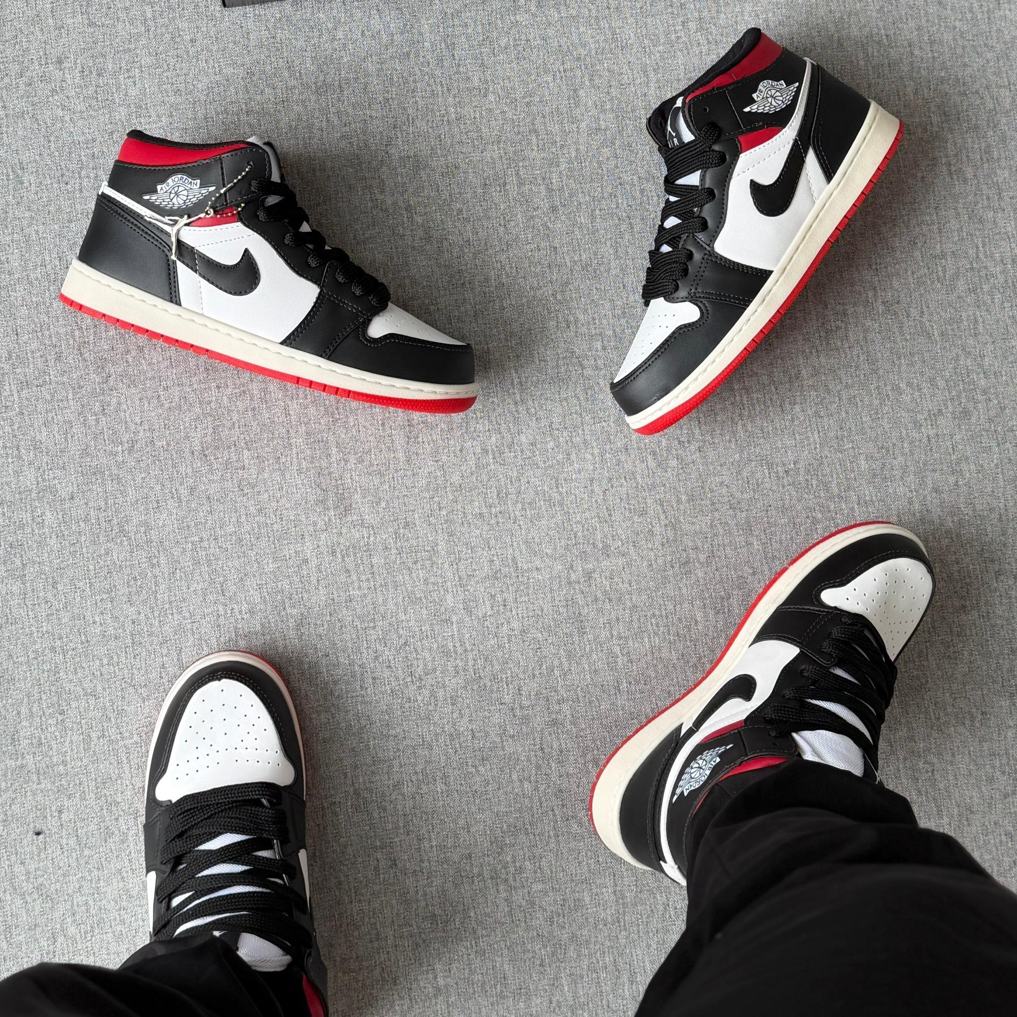 Tênis Nike Air Jordan High – Branco / Preto / Vermelho Premium
