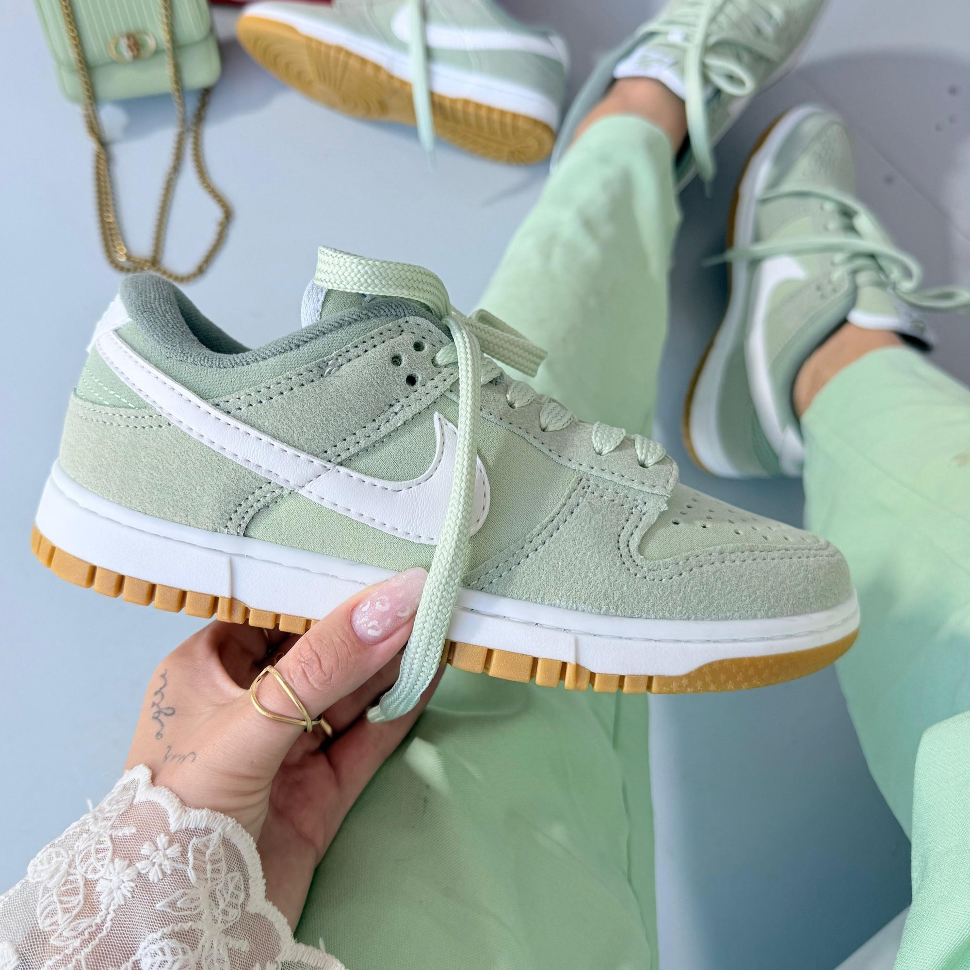 SB Dunk Low Couro – Menta Linha Luxo