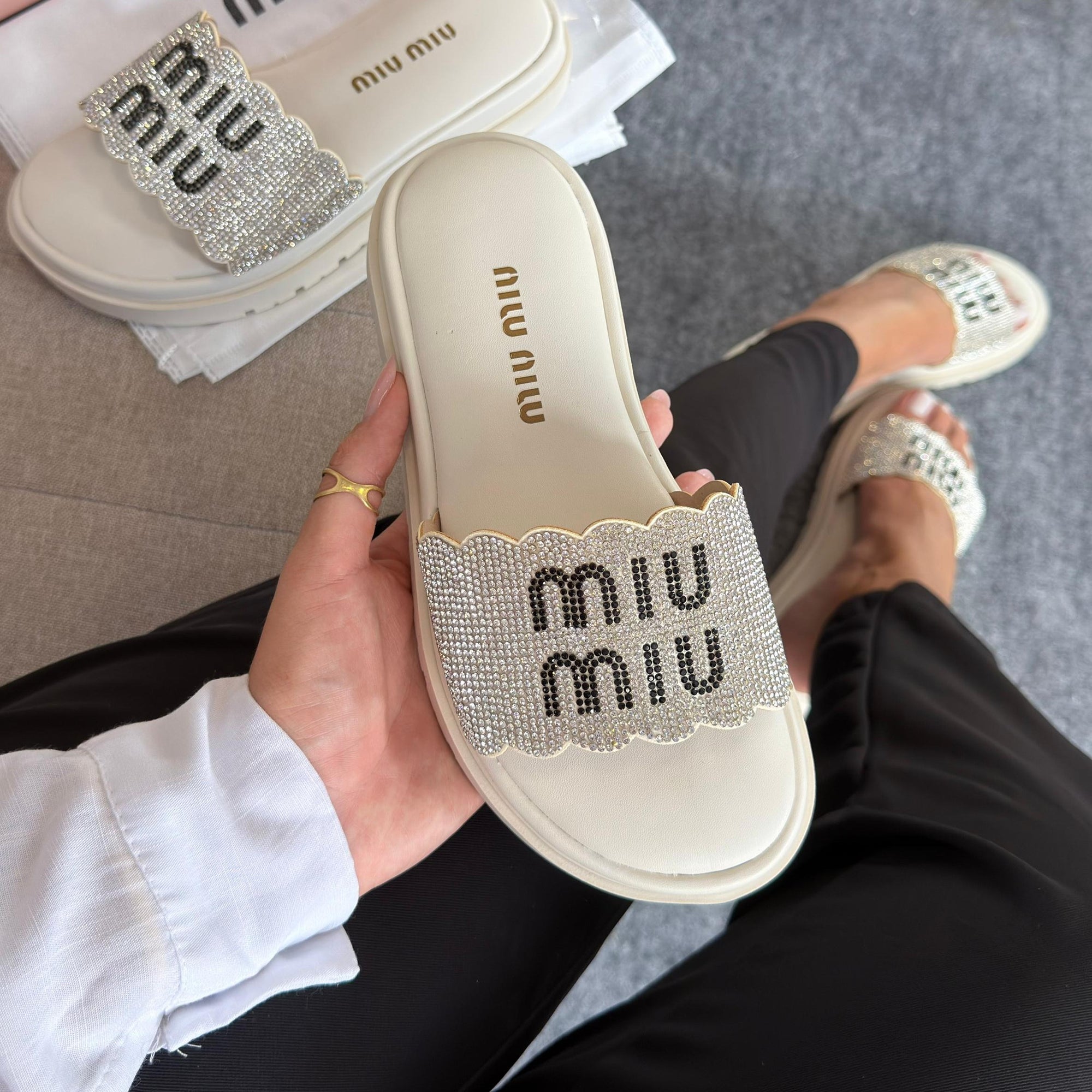 Papete Miu Miu Strass – Off White