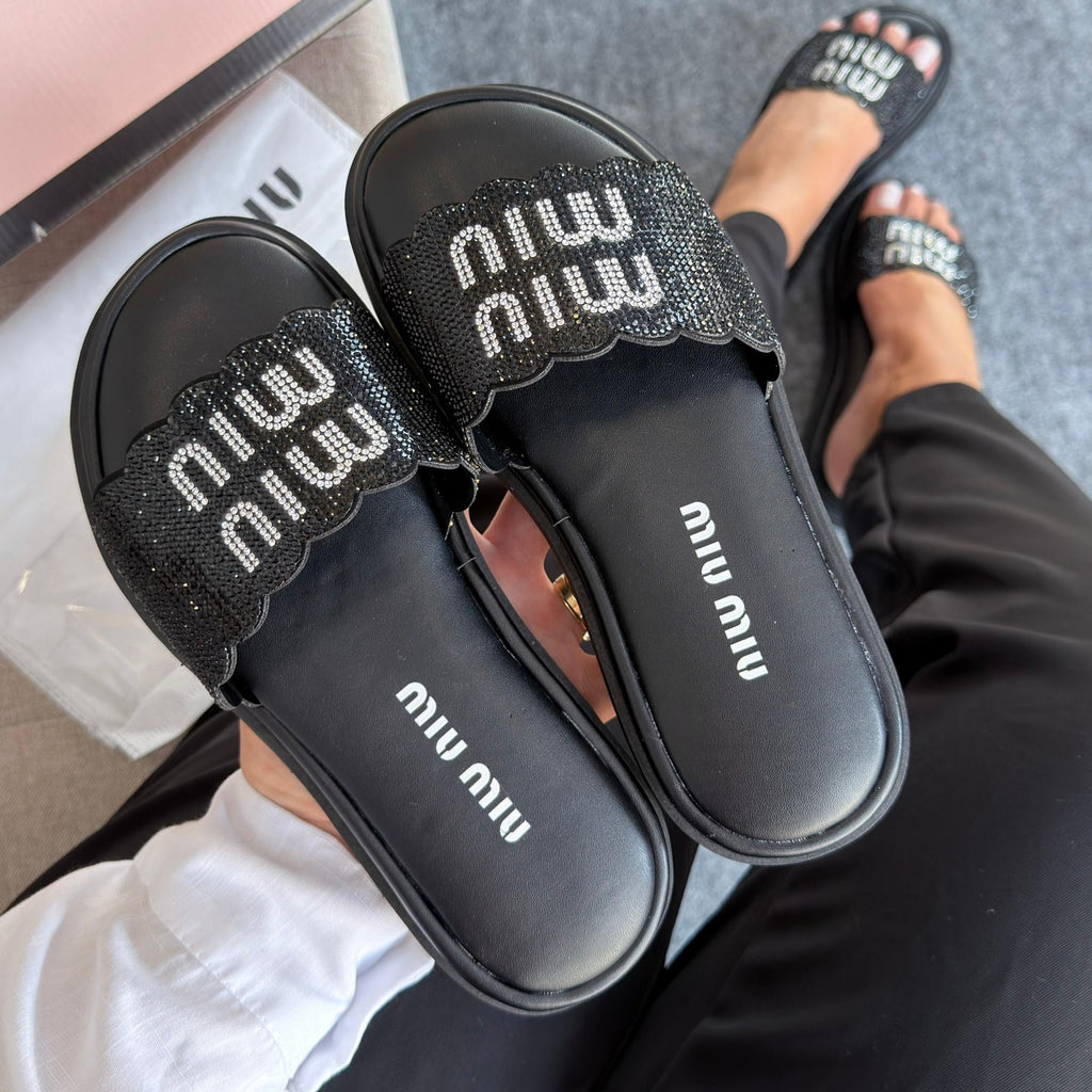 Papete Miu Miu Strass – Preto  Linha Luxo