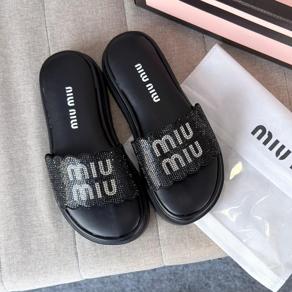 Papete Miu Miu Strass – Preto  Linha Luxo