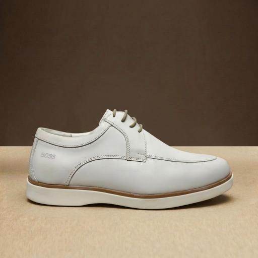 Sapato Oxford Hugo Boss Branco Gelo (Couro Legítimo )Masculino Premium Social