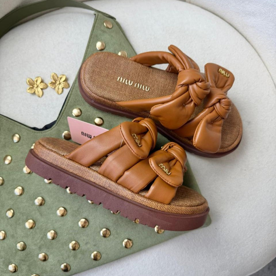 Sandália Miu Miu Caramelo Premium