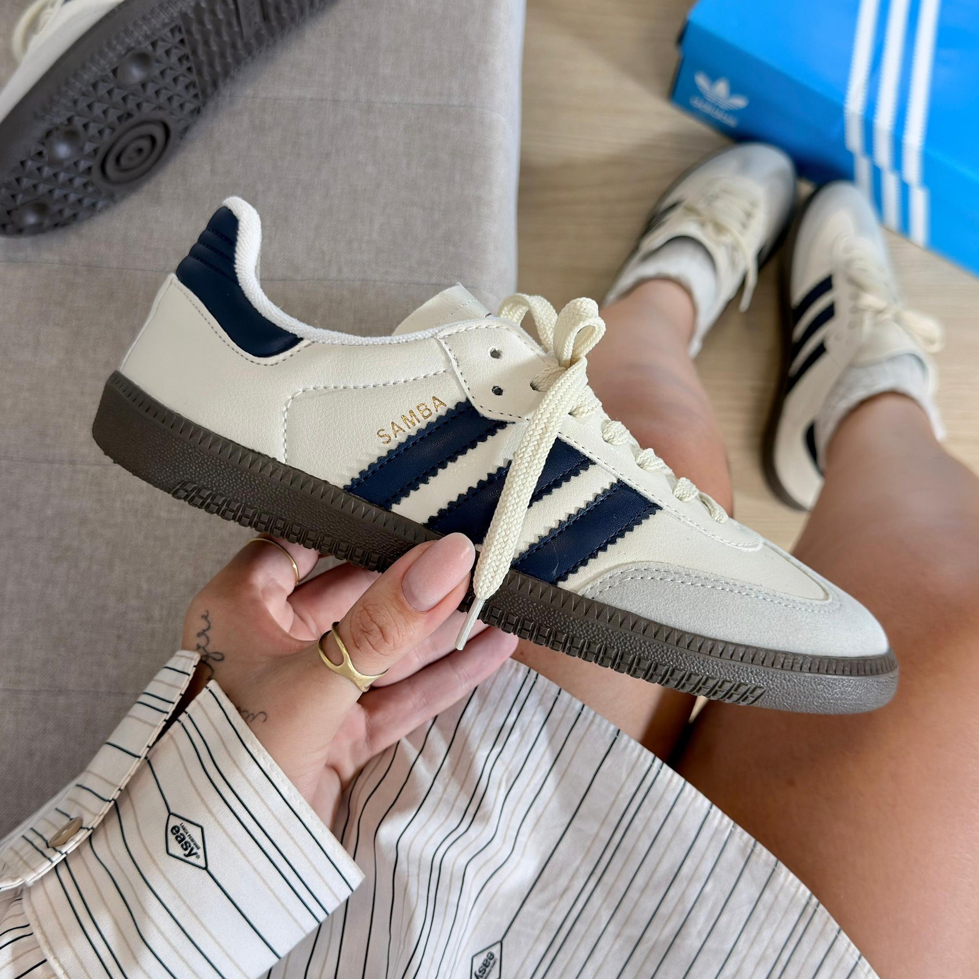 Tênis Adidas Samba Prime – Off White/Marinho