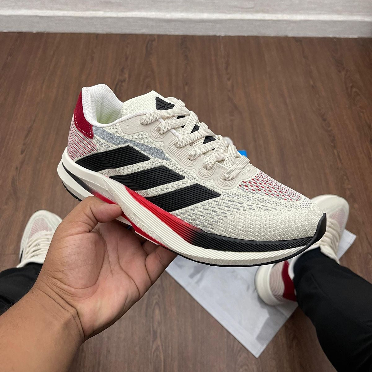 Tênis Adidas Duramo Speed – Branco/Preto/Vermelho