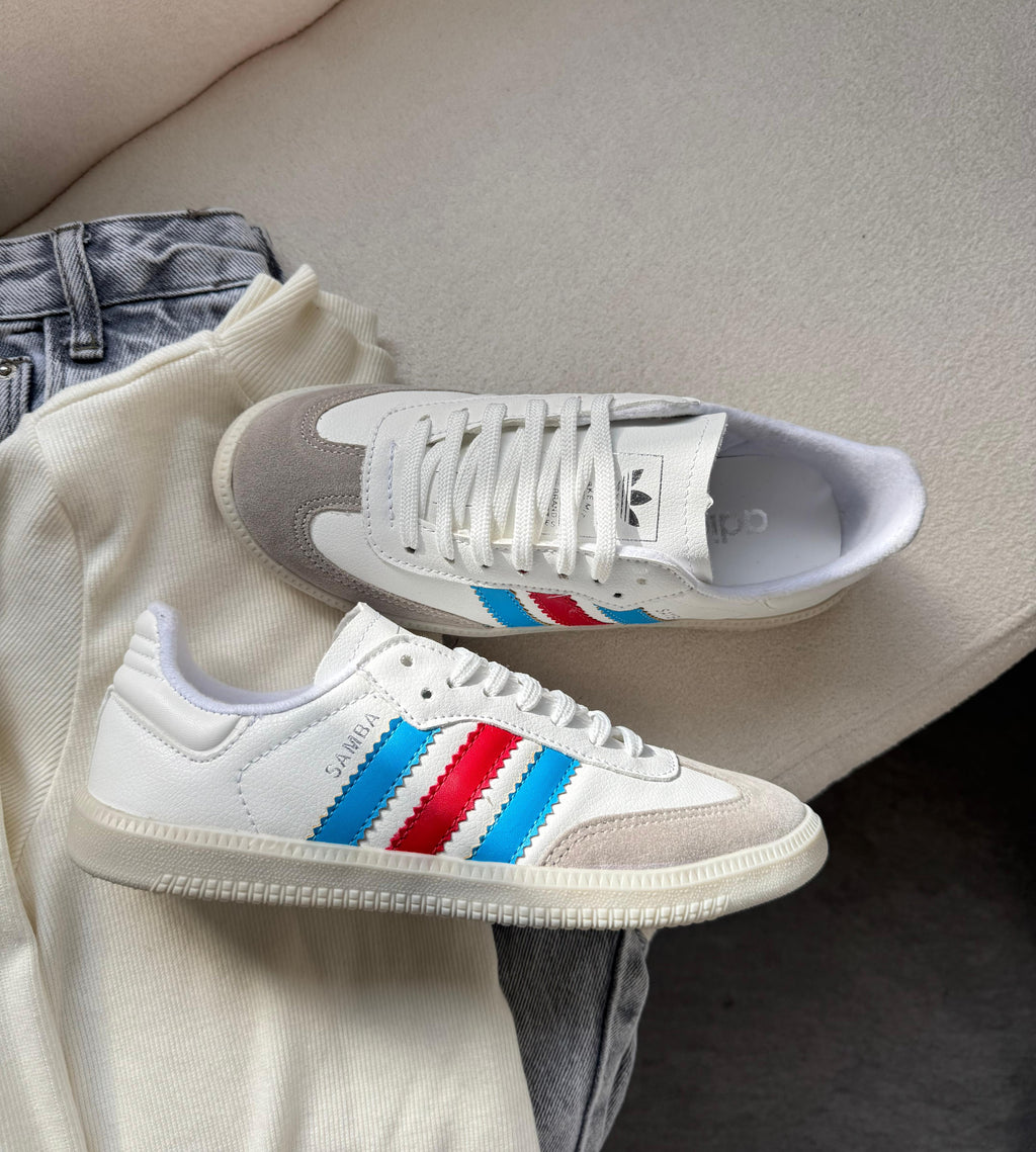 Adidas Samba OG Unissex Branco/Azul/Vermelho