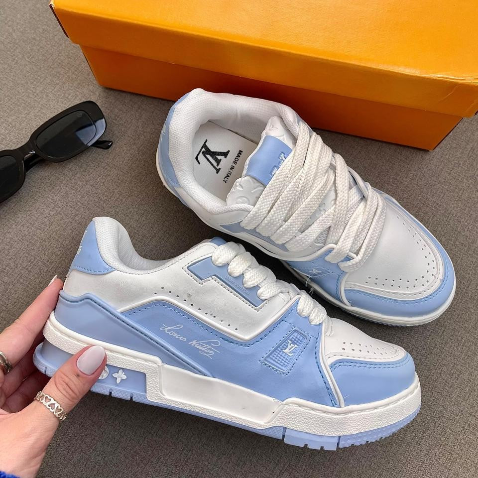 Tênis Louis Vuitton Trainer 54 Branco/Azul BB Premium