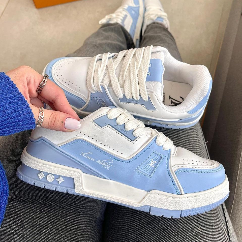 Tênis Louis Vuitton Trainer 54 Branco/Azul BB Premium