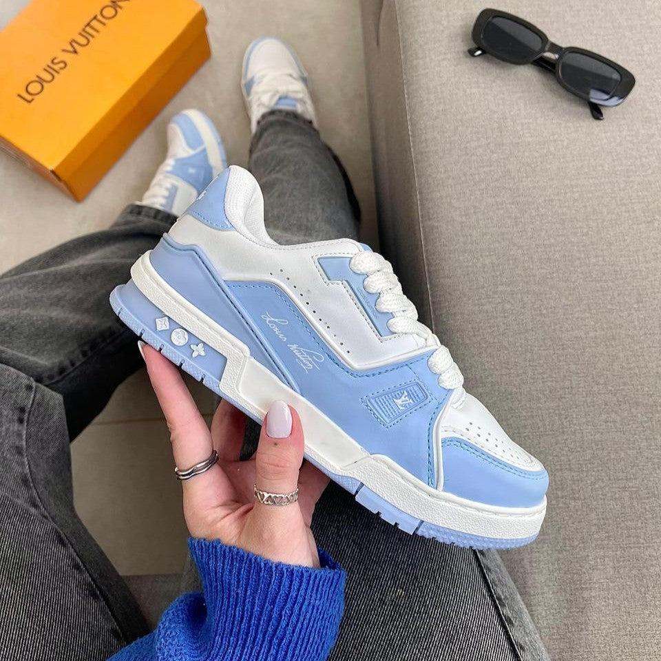 Tênis Louis Vuitton Trainer 54 Branco/Azul BB Premium