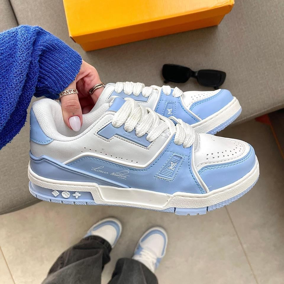 Tênis Louis Vuitton Trainer 54 Branco/Azul BB Premium