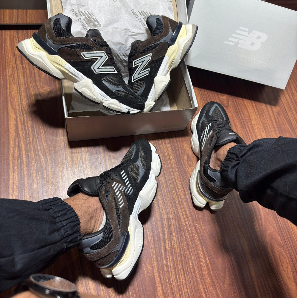 Tênis New Balance 9060 Couro - Preto/Marrom