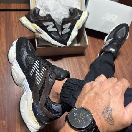 Tênis New Balance 9060 Couro - Preto/Marrom